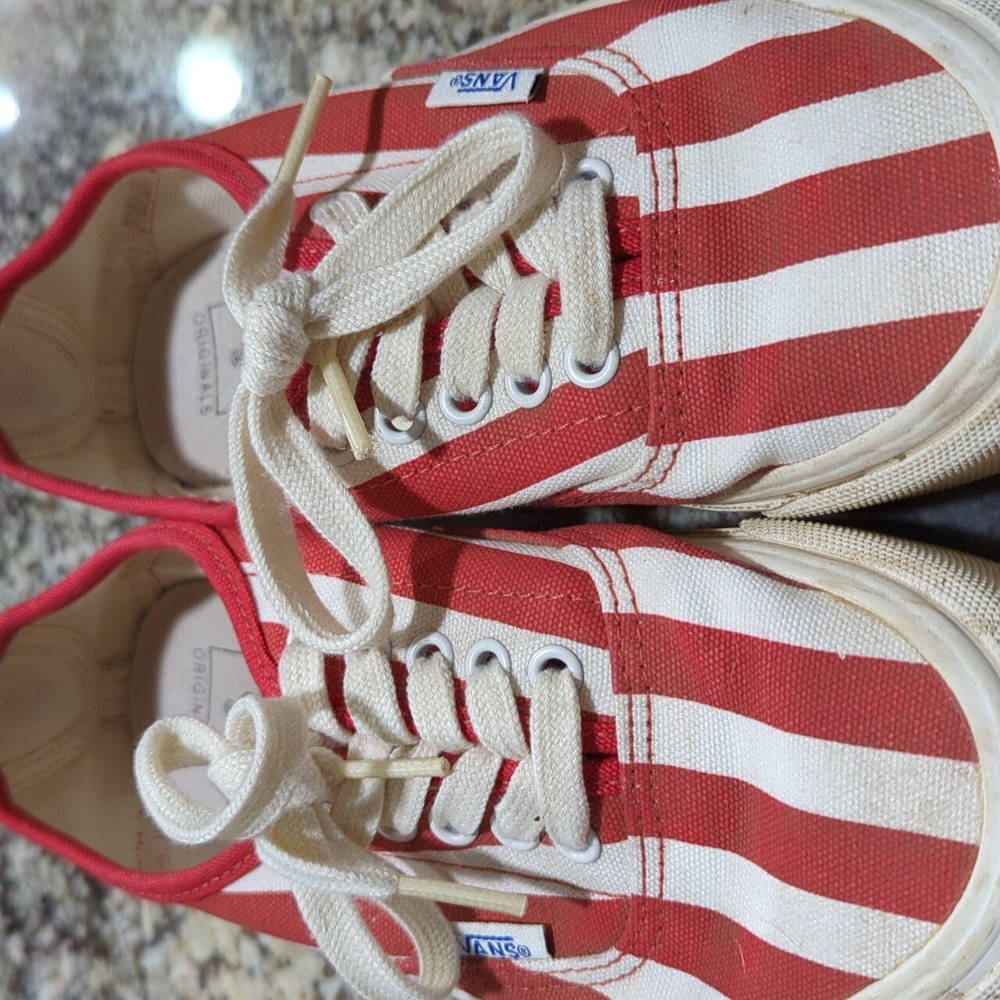 Vans Vault Sneakers, Red & White Striped, size 4.5/6